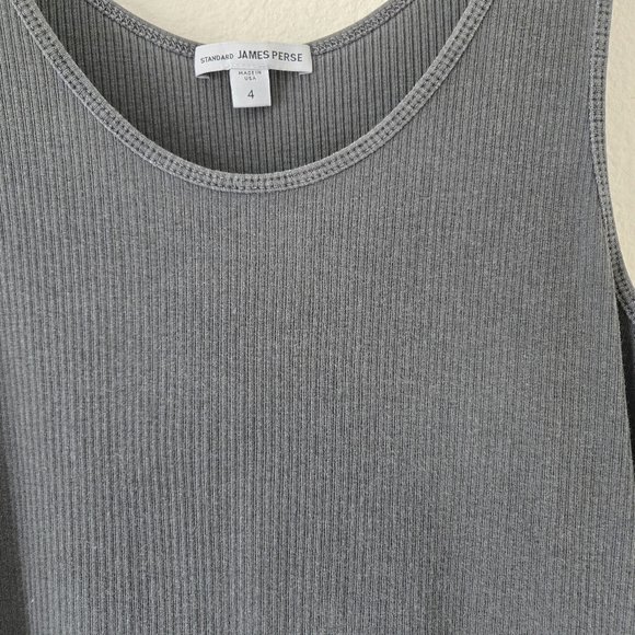 James Perse Ribbed Daily Tank Top size 4 or XL in Carbon Pigment Grey Color - Picture 8 of 15